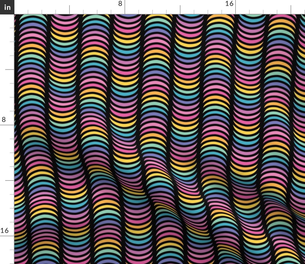 Rainbow Geometric Repeat Pattern on Black Background
