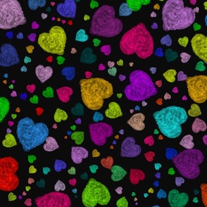 Watercolor hearts (Black) large