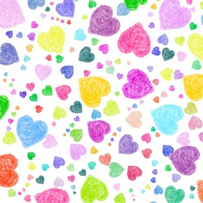 Watercolor hearts (white) large