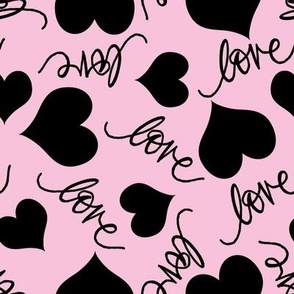 Black Heart Pattern on Light Pink Background