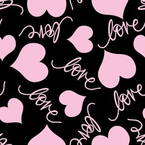 Light Pink Heart Pattern on Black Background