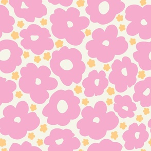 GIRLS ROOM BUBBLE FLOWERS Y2K PINK AND PEACH