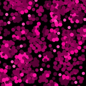 Bright pink raspberry with polka dots on black