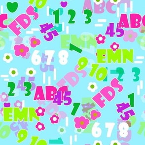 Bright children's neon pattern alphabet letters