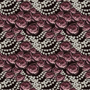 roses and pearls layered on black