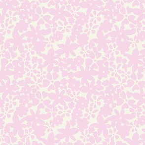 PREPPY PINK BOHO ABSTRACT FLOWERS PINK ON CREAM
