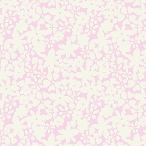 PREPPY PINK BOHO ABSTRACT FLOWERS CREAM ON PINK