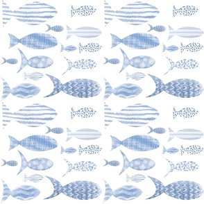 Blue Fish - swimming left to right