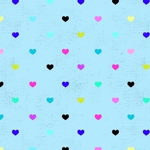 colorful hearts on blue