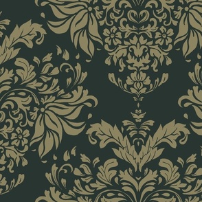 Art Nouveau Damask green tones