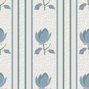 Large Moody Blue Magnolia Wallpaper or Curtains
