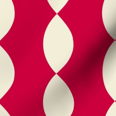 Vertical Leaf Stripes // x-large print // Pearl White on Cabaret Crimson