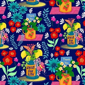 Zest for life Bold bright colourful lemons & strawberries design