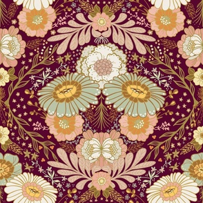 Floral madness - Original colour Dark Red Background