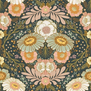 Floral madness - Original colour Dark Grey  Green Background