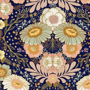 Floral madness - Original colour Dark Navy Background