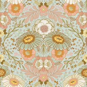 Floral madness - Original colour Light green background