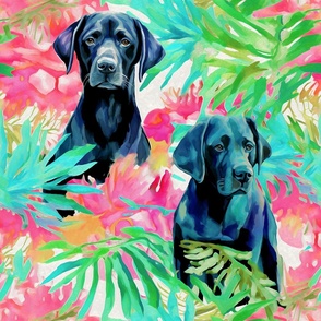 Dog Lover Black Labrador Lab Colorful Tropical Background