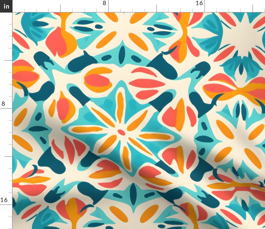 Radiant Mosaic: Lively Colorful Block Print Abstract Pattern