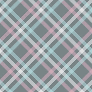 Pink, Mint, White and Grey Plaid Large Scale
