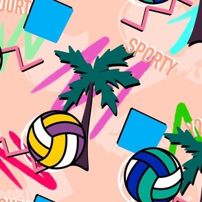 Busy Y2K Aesthetic Beach Volleyball 90s Maximalist Clashing Kitsch Pattern For Sports