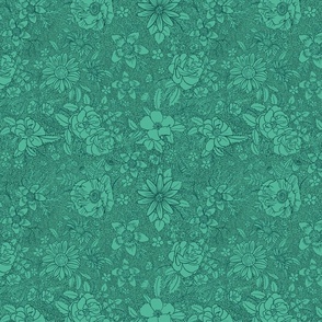 Floral Line Art Teal