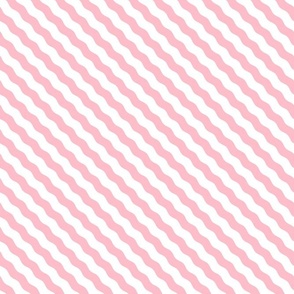 Diagonal Wavy Stripes in Baby Pink