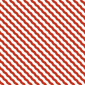 Diagonal Wavy Stripes in Rustic Red