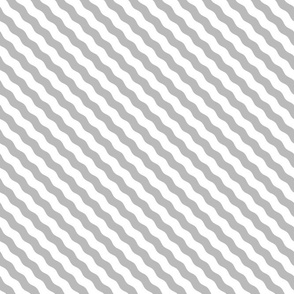 Diagonal Wavy Stripes in Cloud Grey