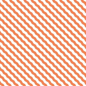 Diagonal Wavy Stripes in Orange Spice