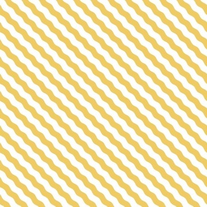 Diagonal Wavy Stripes in Daisy Yellow