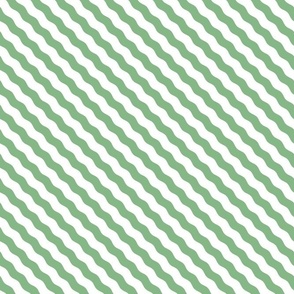 Diagonal Wavy Stripes in Fresh Green
