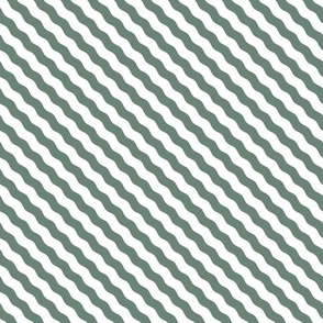 Diagonal Wavy Stripes in Soft Pine Green