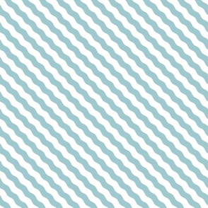 Diagonal Wavy Stripes in Baby Blue