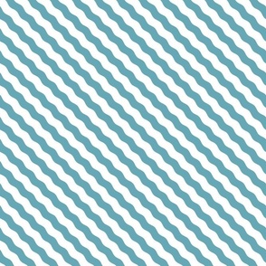 Diagonal Wavy Stripes in Boho Blue