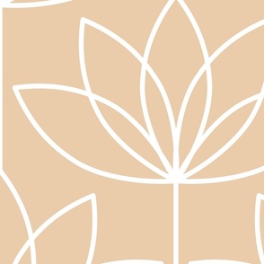 Art Deco Lotus Flower - sand - XLarge - floral, geometric, deco, beige