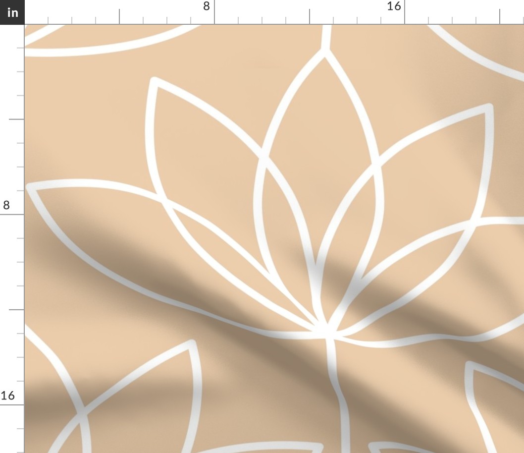 Art Deco Lotus Flower - sand - XLarge - floral, geometric, deco, beige