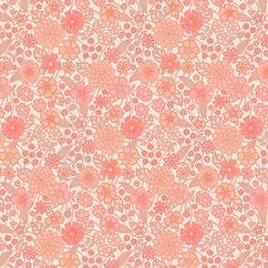 wildflower meadow in vintage retro peach fuzz coral 8 medium wallpaper scale by Pippa Shaw