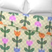 Patchwork Cheater Tulip Checkerboard Solid Colors