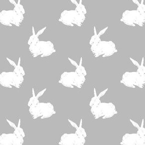 Smaller Rabbit Silhouette Sketch on Cloud Grey
