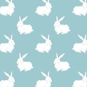 Smaller Rabbit Silhouette Sketch on Baby Blue