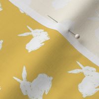Smaller Rabbit Silhouette Sketch on Daisy Yellow