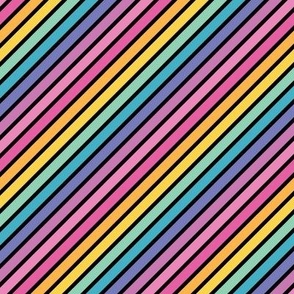 Rainbow Diagonal Stripes on Black