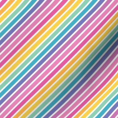 Rainbow Diagonal Stripes on White