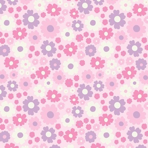  GROOVY RETRO FLOWERS 70S 60S STYLE PASTEL PINK