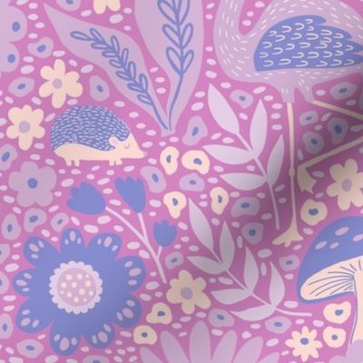 Flamingo and Hedghogs in Wonderland - Lilac