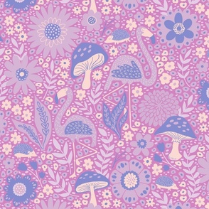 Flamingo and Hedghogs in Wonderland - Lilac