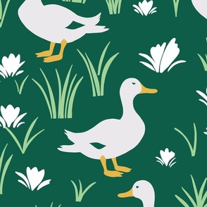 Quacking Meadows - Green + Orange + White (Large)