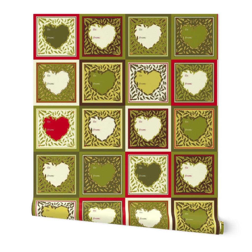 Antique Holly Hearts - Gift Tags