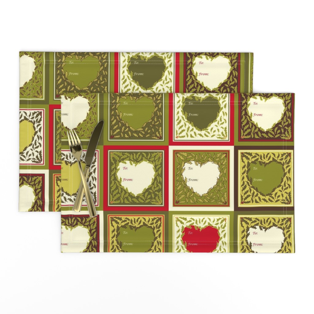 Antique Holly Hearts - Gift Labels